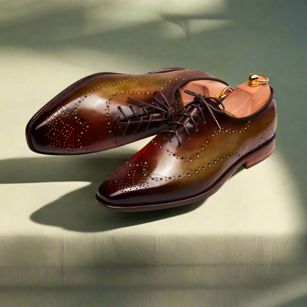 James Burgundy Olive Green Patina Wholecut