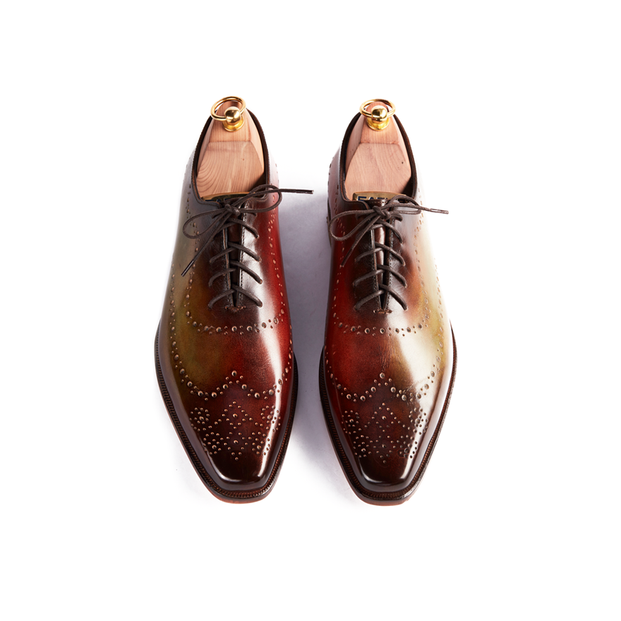 James Burgundy & Olive Green Patina Wholecut