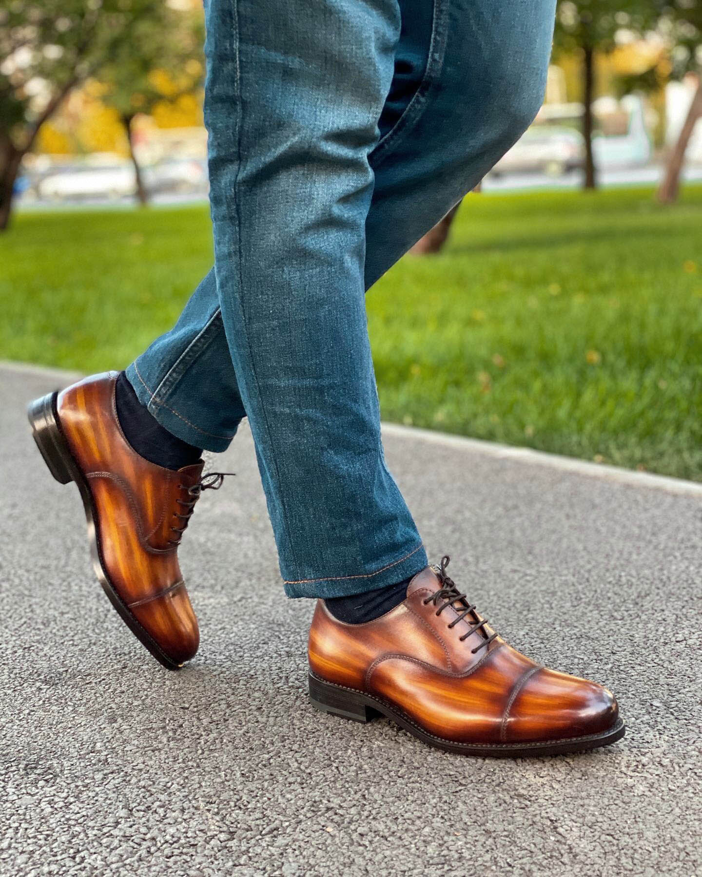 Miles Cognac Patina Toecap Oxford