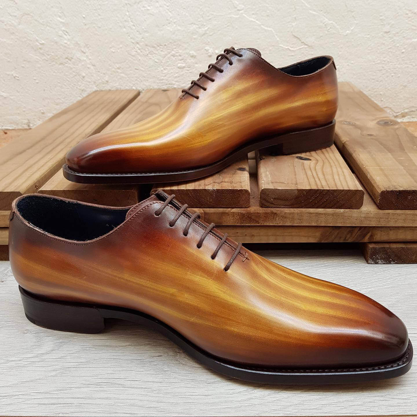 Stoke Cognac Patina Wholecut Oxford