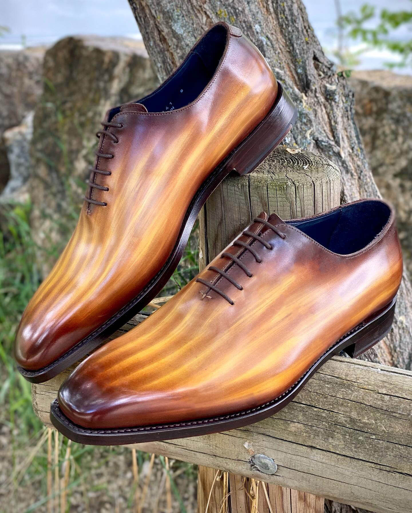 Stoke Cognac Patina Wholecut Oxford