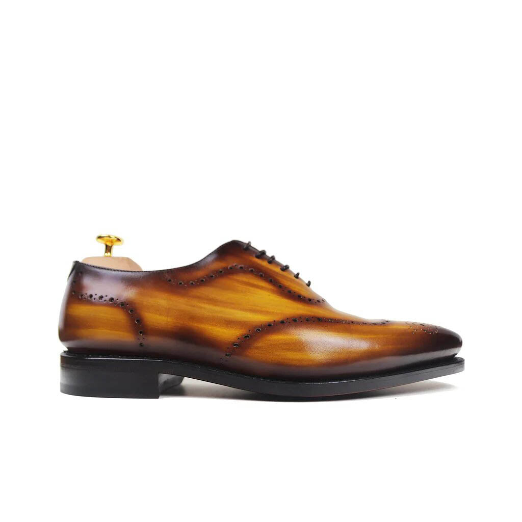 Griffin Cognac Patina Wholecut Oxford