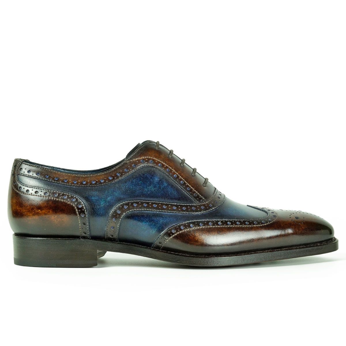 Dylan Tan & Navy Blue Patina Wingtip Oxford