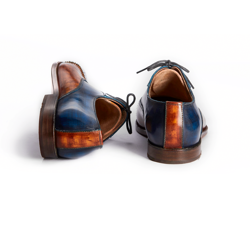 Henry Tan & Navy Blue Patina Toe Cap Oxford