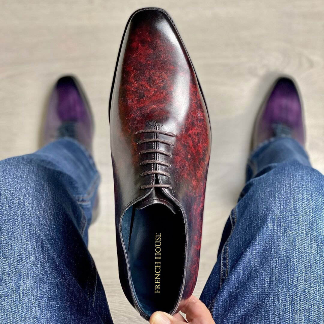 Orson Wine Red Patina Wholecut Oxford