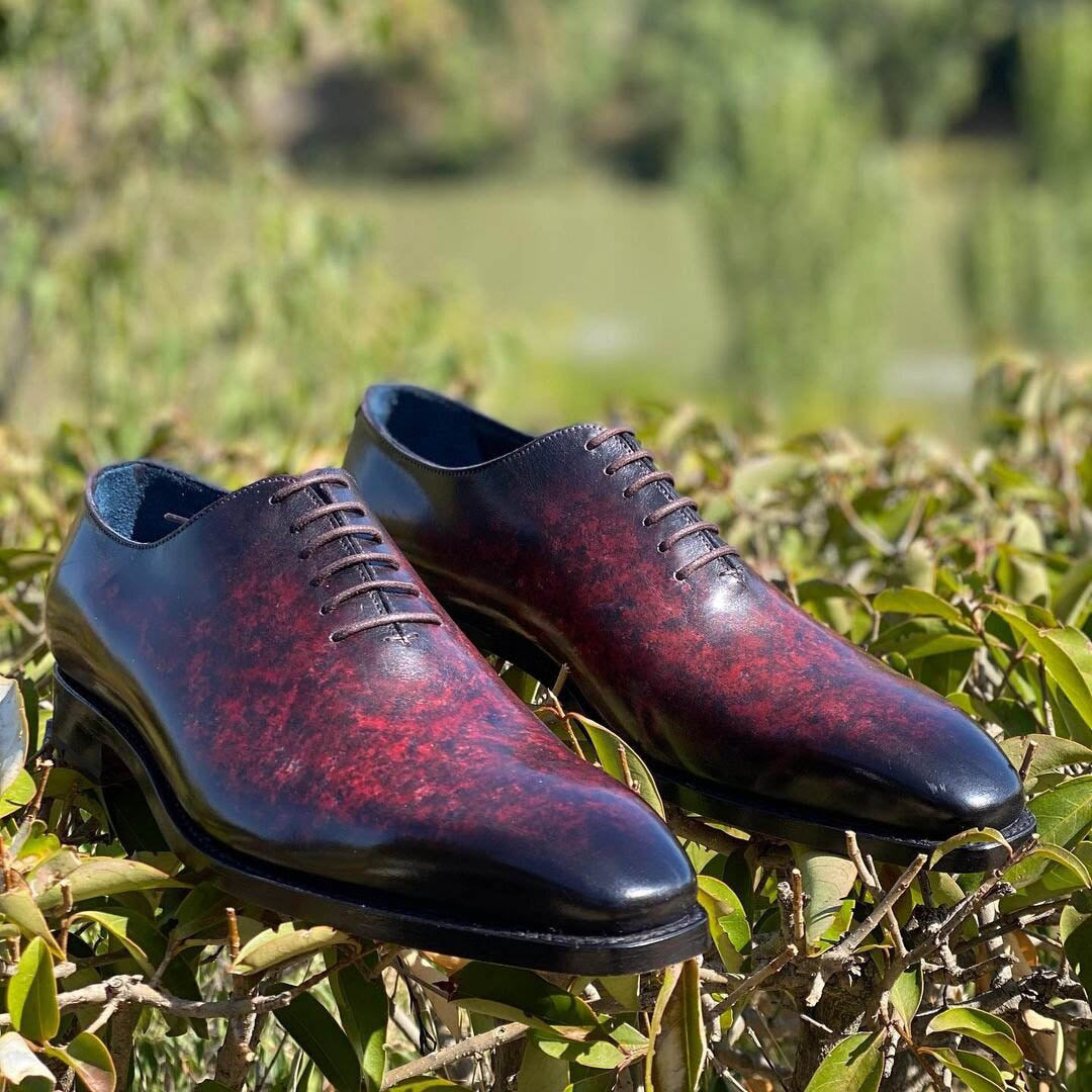 Orson Wine Red Patina Wholecut Oxford