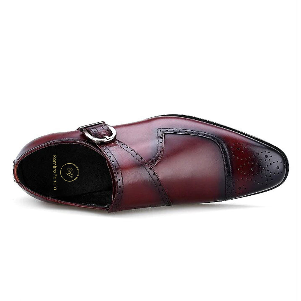 Karl Burgundy Single Monk Strap - Romèro Ferrera