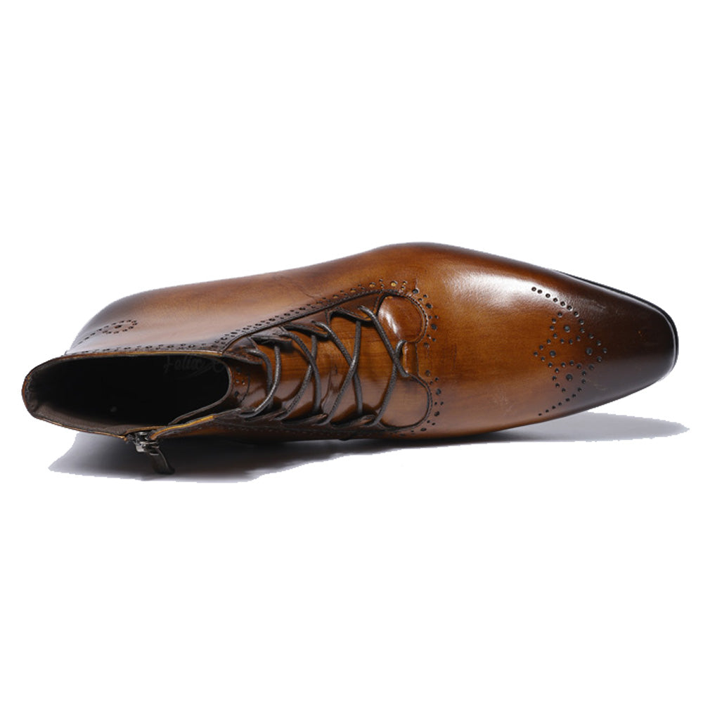 Zyan Tan Brown Lace Up Boot