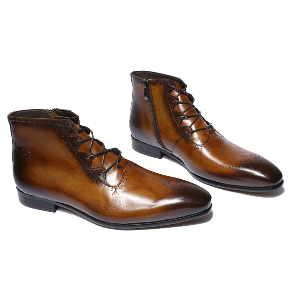 Zyan Tan Brown Lace Up Boot