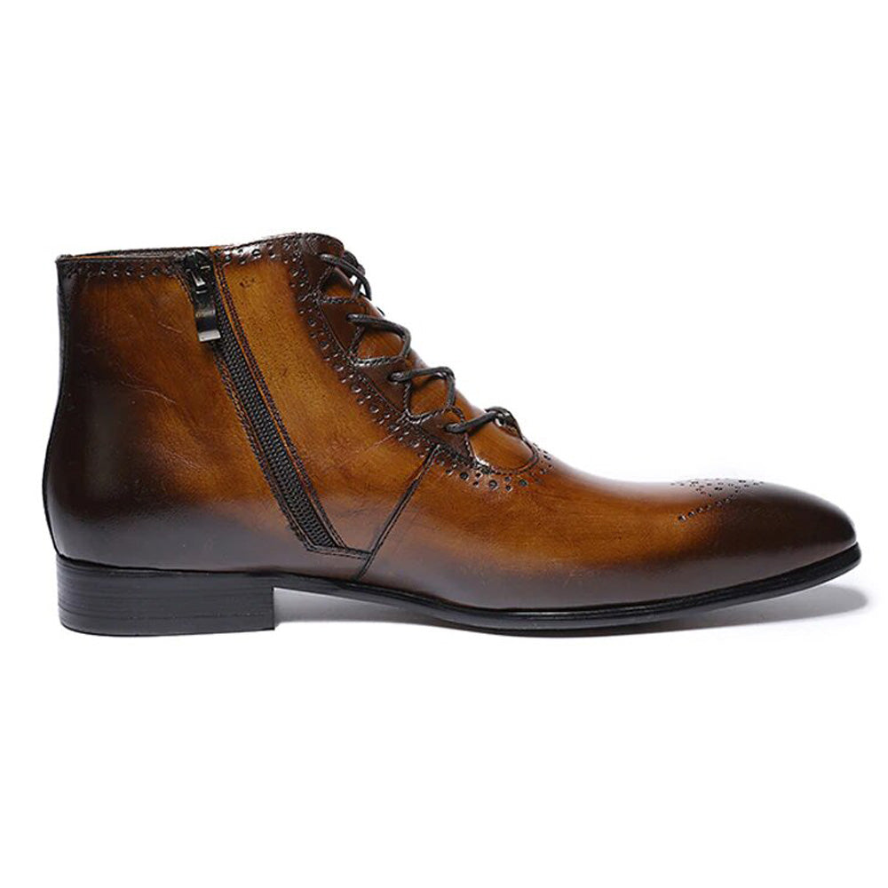 Zyan Tan Brown Lace Up Boot