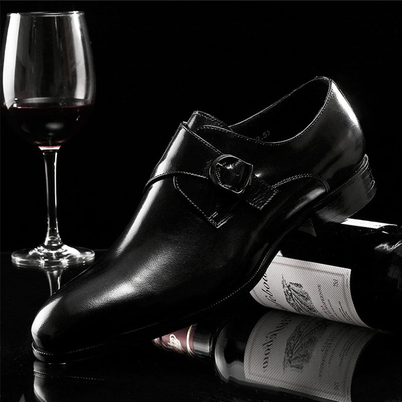 Mens black single sales monk strap shoes