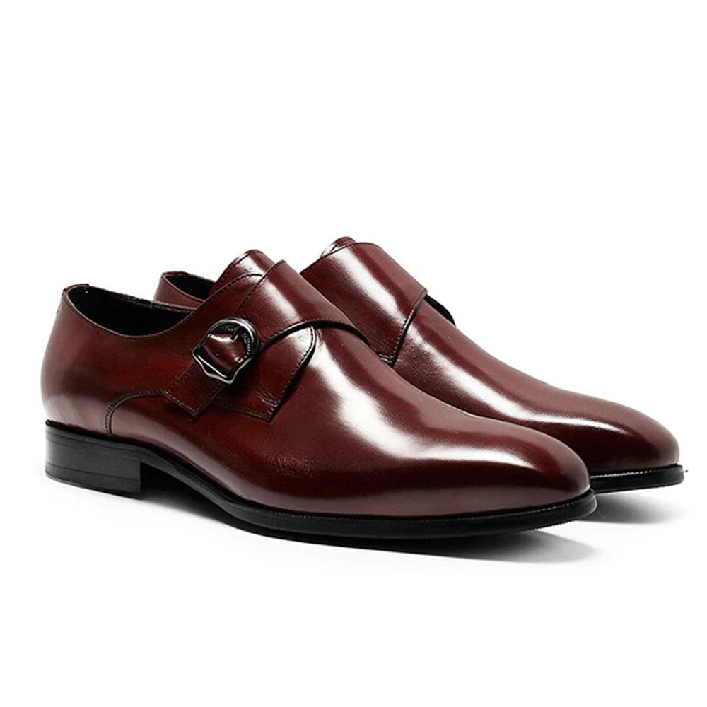 Hemsworth Burgundy Single Monk Strap - Romèro Ferrera