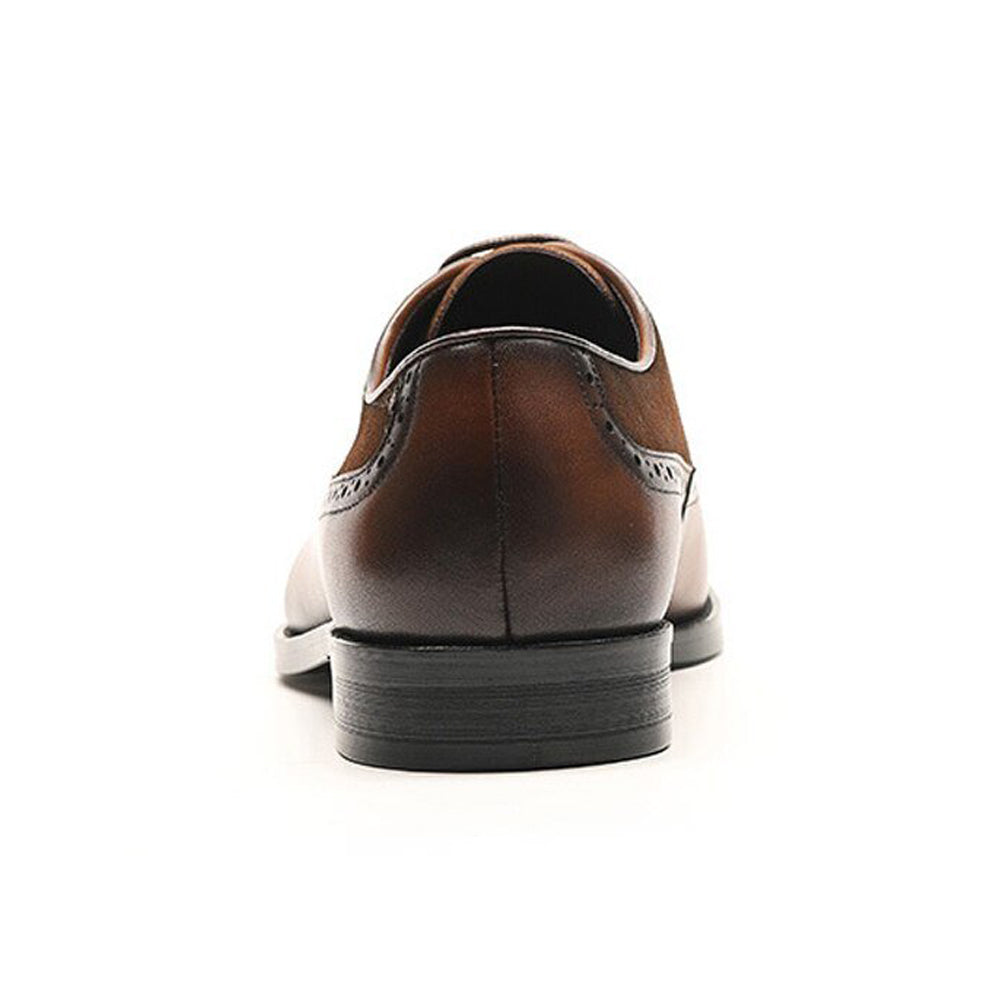 Brown Leather Tan Suede Formal Oxford Brogue Lace Up Shoes for Men. Manmade Comfortable Sole. Customization Available.