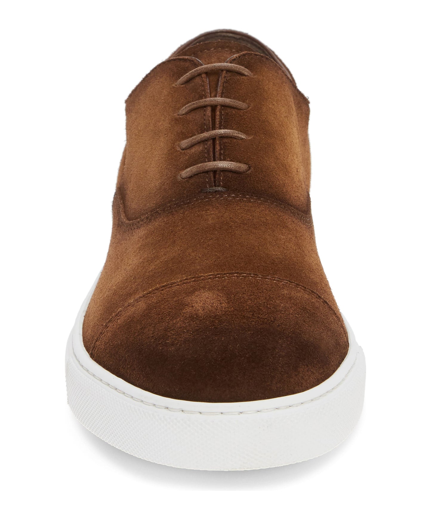 Dark Brown Burnished Suede Leather Low Top Lace Up Sneaker for Men. White Comfortable Cup Sole.