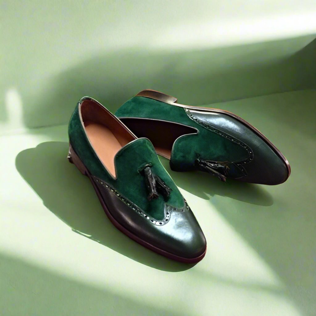 Emerald Green Leather Loafer Shoes for Men | Romro Ferrera Emerald Green Leather Loafer Shoes for Men | Romro Ferrera