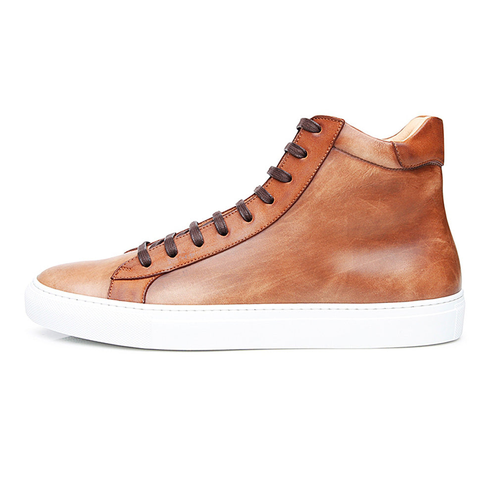 John Tan Patina Finish High Top Sneaker