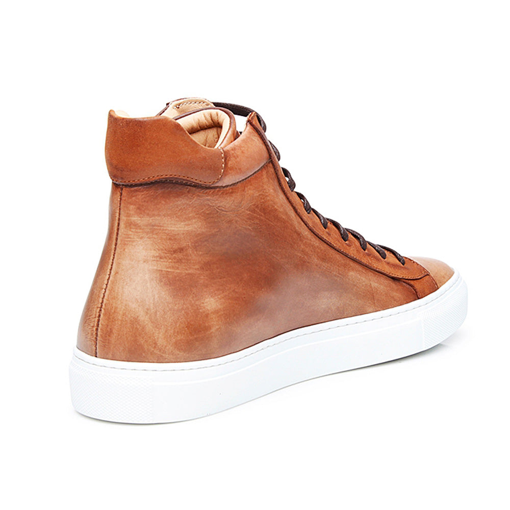 John Tan Patina Finish High Top Sneaker