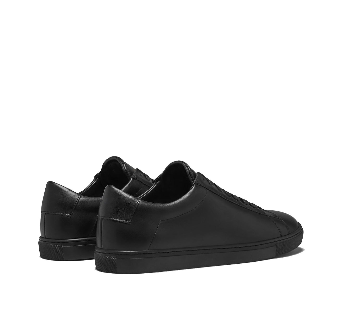 Black Leather Low Top Lace Up Sneaker for Men. Black Comfortable Cup Sole.