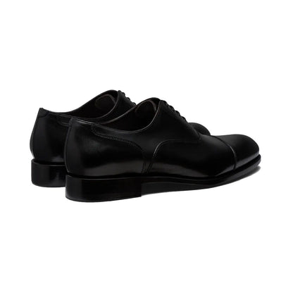 Black Leather Formal Oxford Toe Cap Lace Up Shoes for Men. Manmade Comfortable Sole. Customization Available.