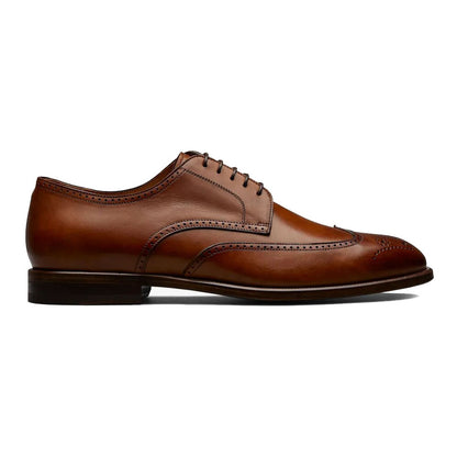 Tan Leather Formal Derby Brogue Lace Up Shoes for Men. Manmade Comfortable Sole. Customization Available.