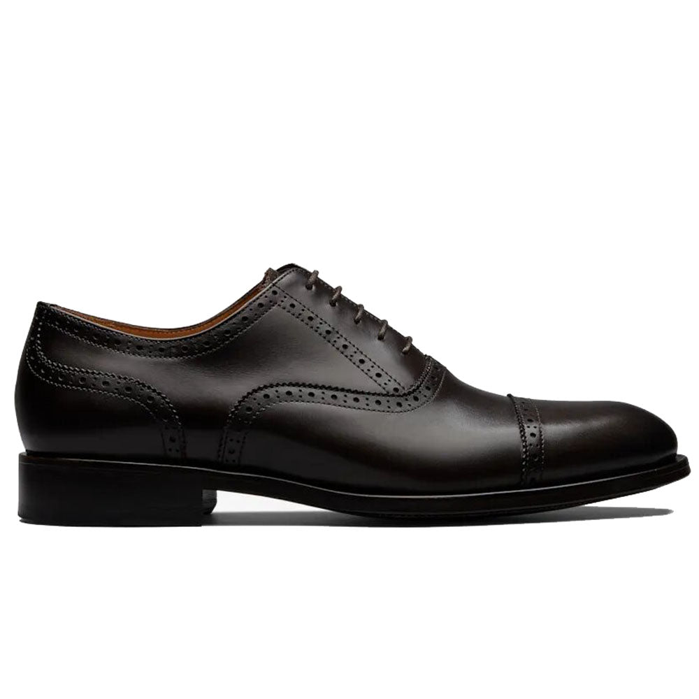 Black Leather Formal Toe Cap Oxford Brogue Lace Up Shoes for Men. Manmade Comfortable Sole. Customization Available.