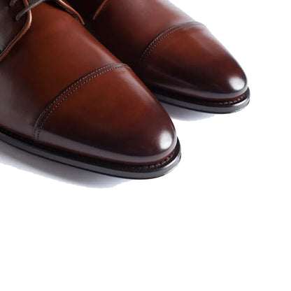 Tan Leather Formal Derby Lace Up Shoes for Men. Manmade Comfortable Sole. Customization Available.