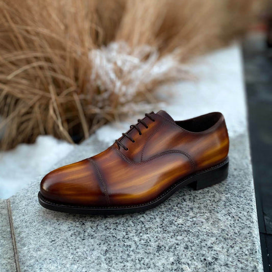 Miles Cognac Patina Toecap Oxford