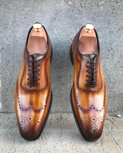 Griffin Cognac Patina Wholecut Oxford