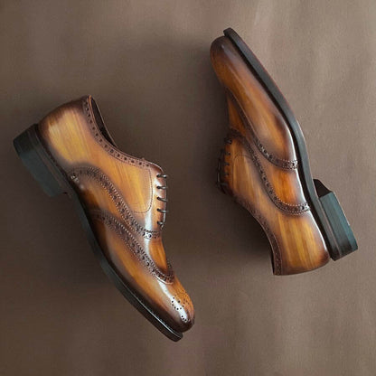 Sanders Cognac Patina Wingtip Oxford