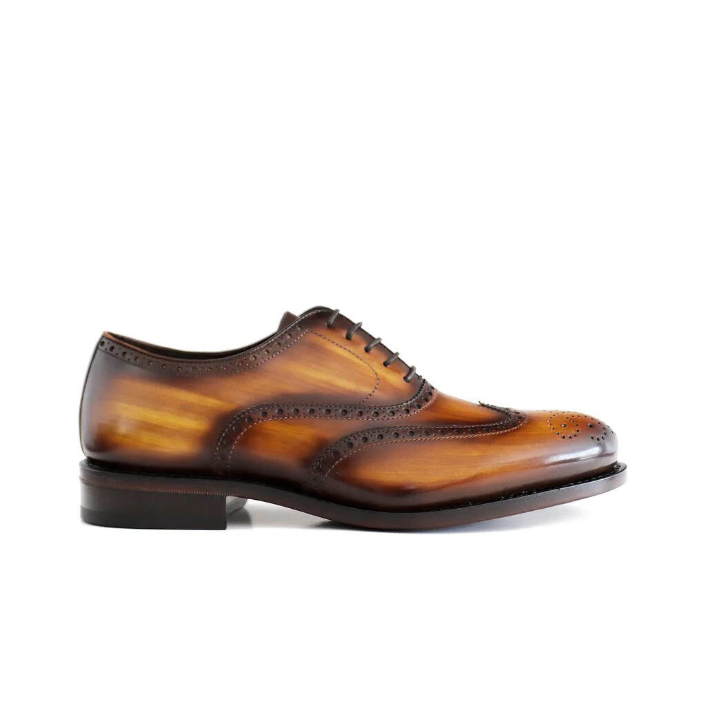 Sanders Cognac Patina Wingtip Oxford