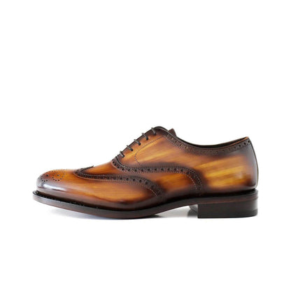 Sanders Cognac Patina Wingtip Oxford