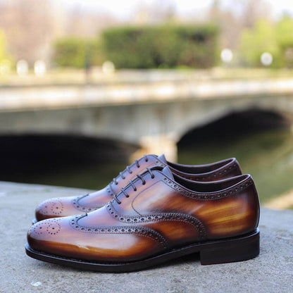 Sanders Cognac Patina Wingtip Oxford