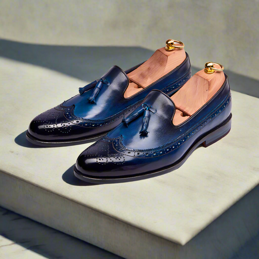 Edward Navy Blue Patina Tassel Loafer