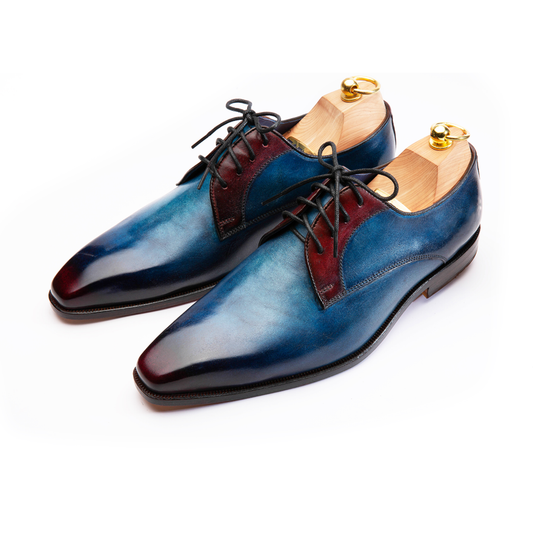 Lucas Ocean Blue & Burgundy Patina Derby