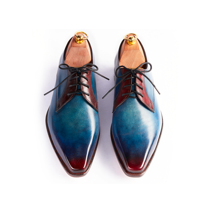 Lucas Ocean Blue & Burgundy Patina Derby