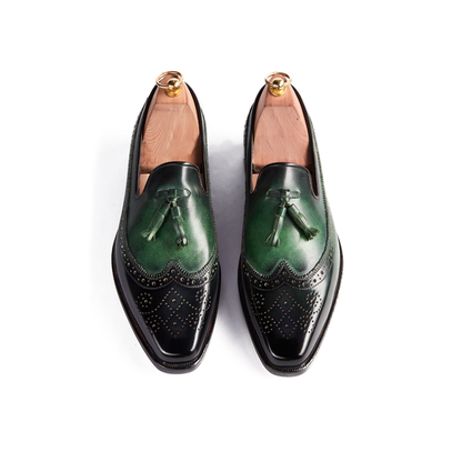 Edward Olive Green Patina Tassel Loafer