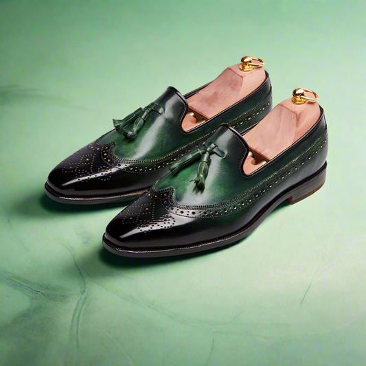 Edward Olive Green Patina Tassel Loafer