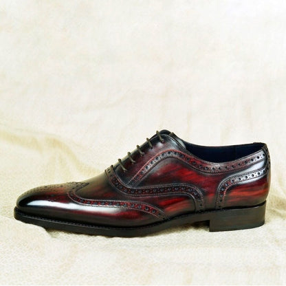 Dylan Wine Red Patina Wingtip Oxford