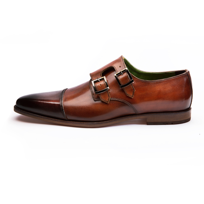 Harrison Tan Patina Double Monk Strap