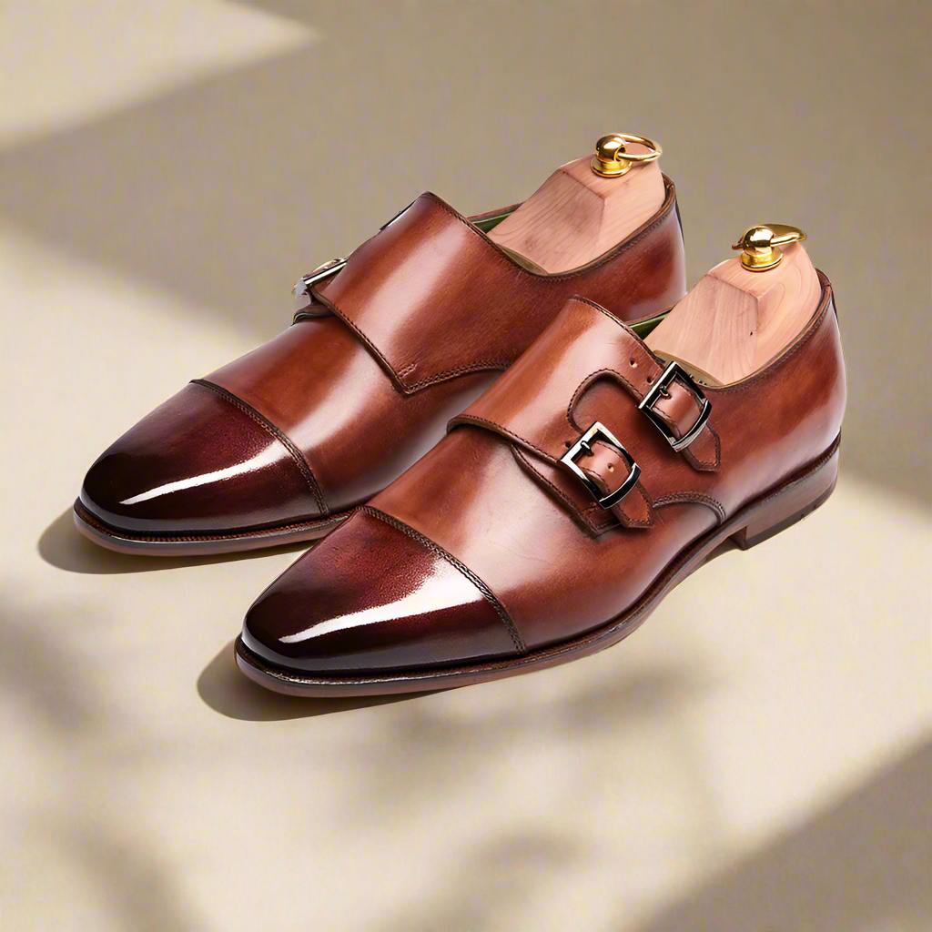 Harrison Tan Patina Double Monk Strap