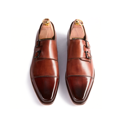 Harrison Tan Patina Double Monk Strap