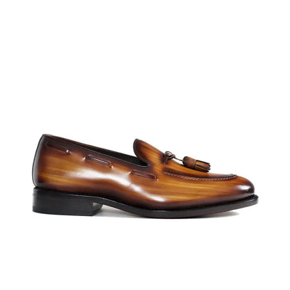 Lucas Tan Patina Tassel Loafer