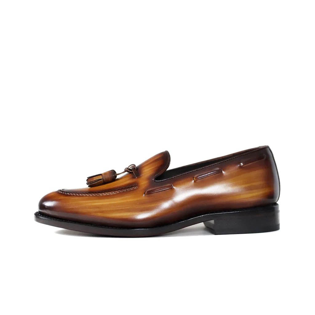 Lucas Tan Patina Tassel Loafer