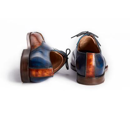 Henry Tan & Navy Blue Patina Toe Cap Oxford