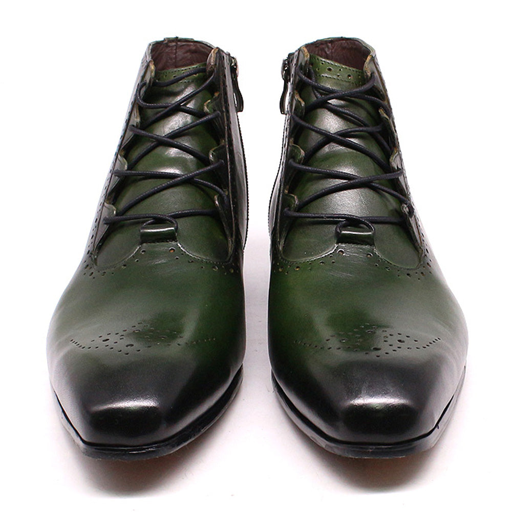 Zyan Olive Green Lace Up Boot