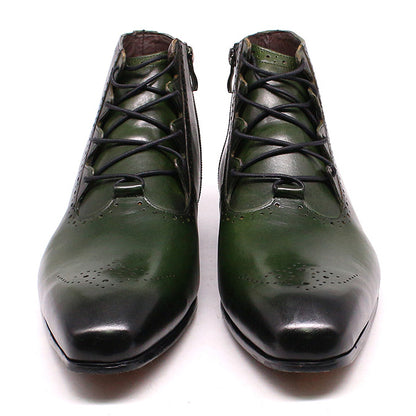 Zyan Olive Green Lace Up Boot