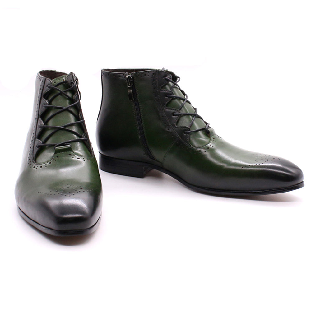 Zyan Olive Green Lace Up Boot
