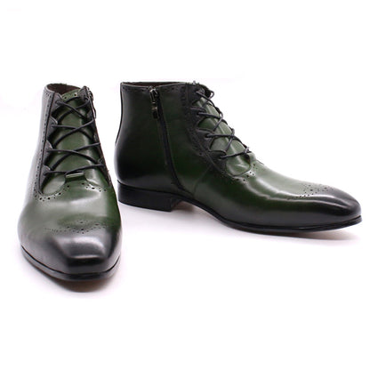 Zyan Olive Green Lace Up Boot