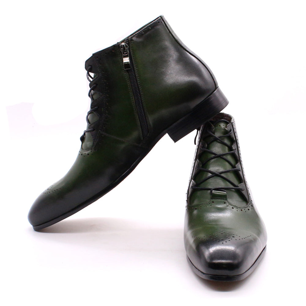 Zyan Olive Green Lace Up Boot