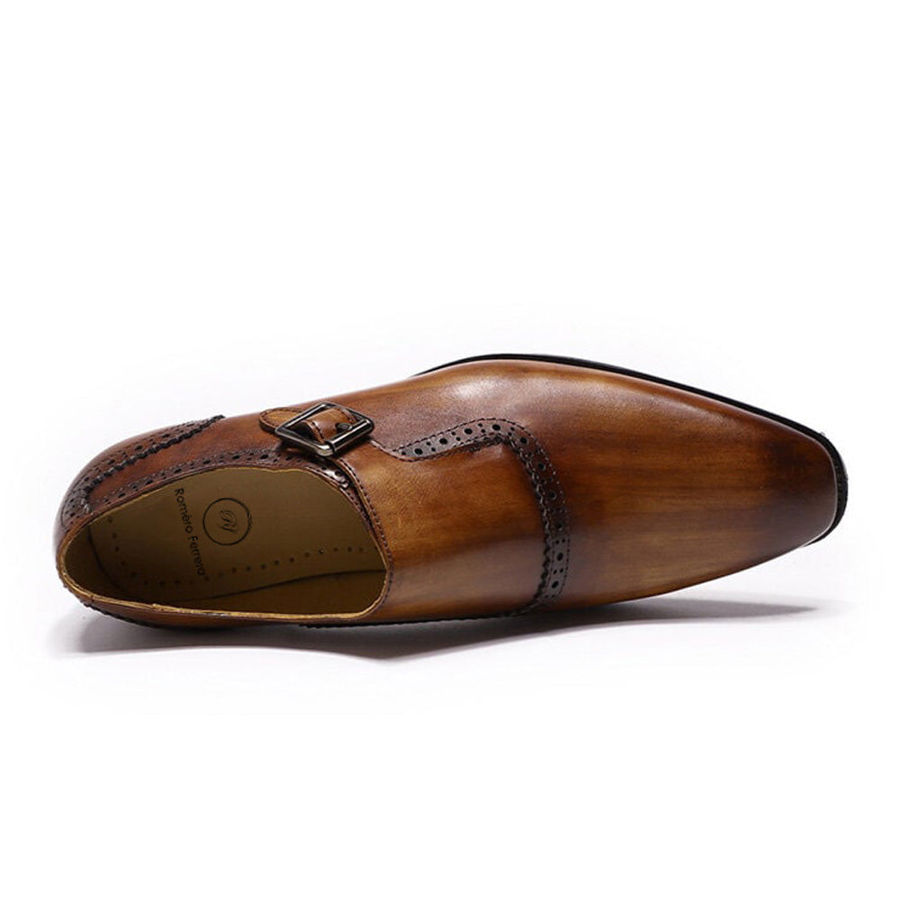 Zack Tan Single Monk Strap - Romèro Ferrera